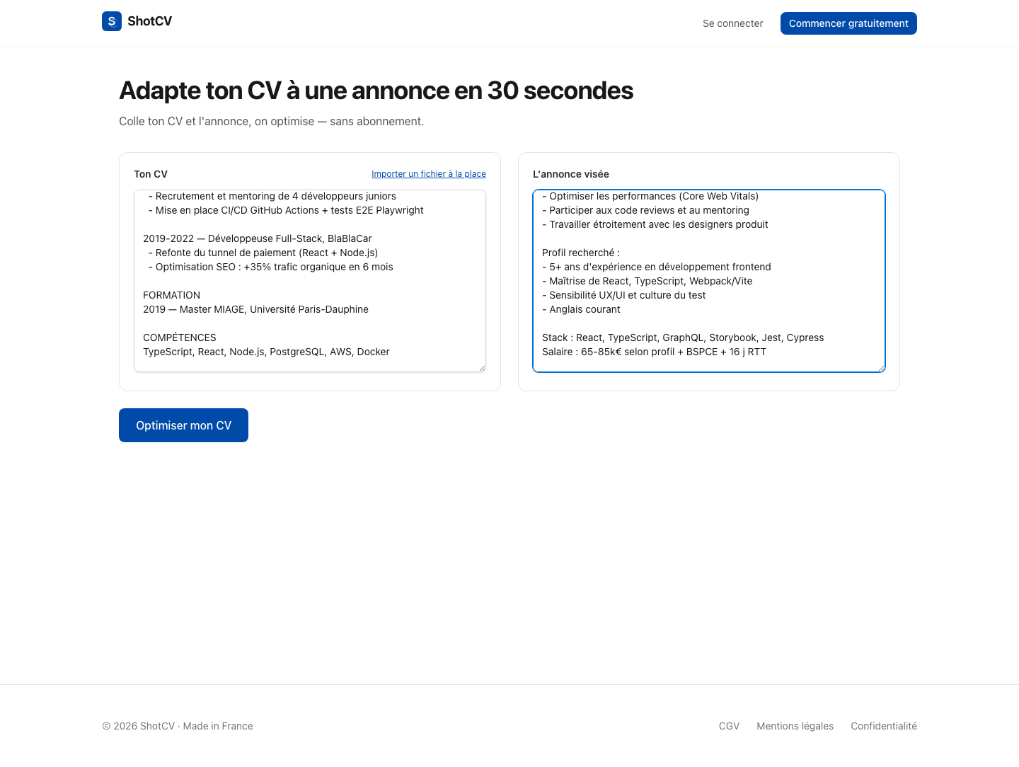 Boost CV ciblé IA